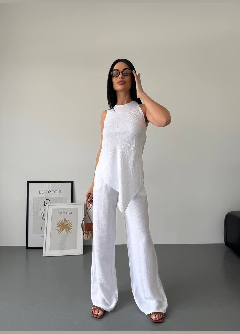 Жіночий лляний костюм двійка з кофтою та штанами палаццо MonCher (334676414)