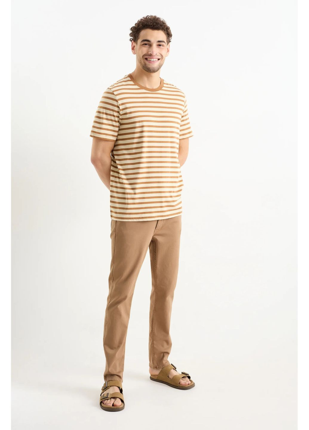 Бежевые кэжуал демисезонные брюки C&A