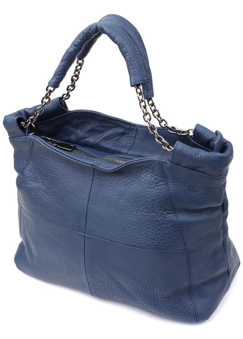 Сумка тоут через плечо женская из натуральной кожи средняя Синий 38280 Vintage (355245184)