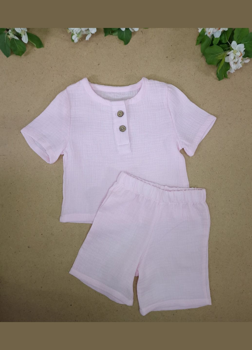 Светло-розовый летний костюм комлект муслин No Brand