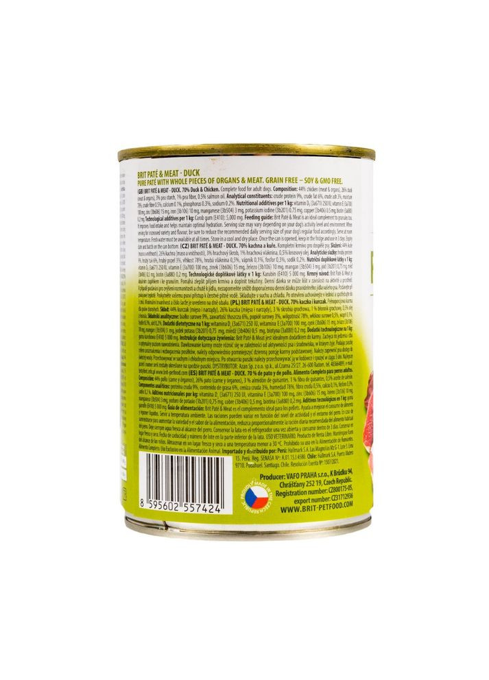 Корм вологий Pate and Meat для дорослих собак з качкою 400 г Brit Care (355257243)
