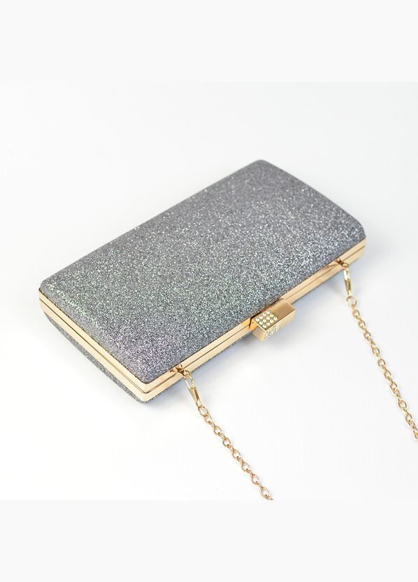 Серый женский маленький вечерний клатч бокс, мини сумочка с блестками на цепочке No Brand (311282286)
