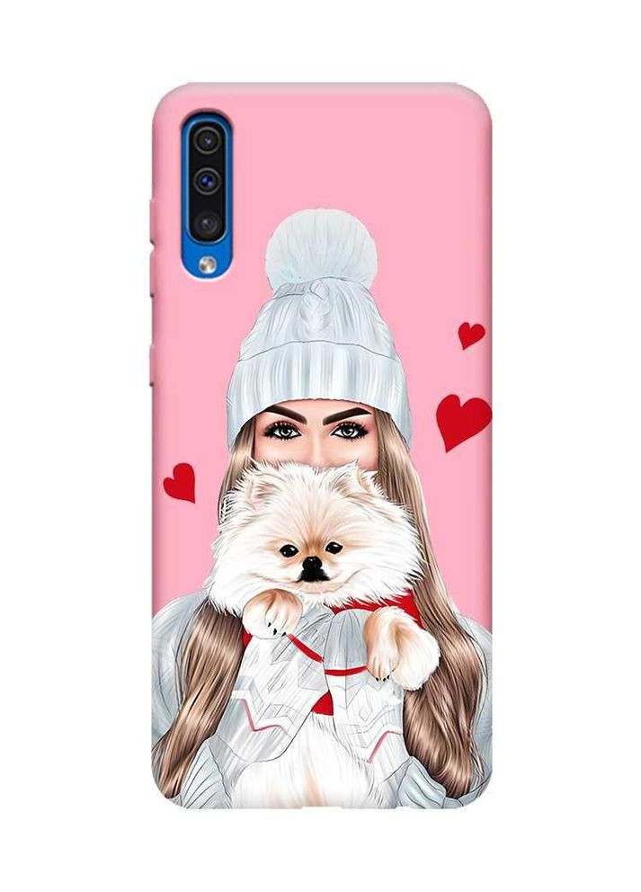 Матовий рожевий чохол на Samsung Galaxy A50 (2019) A505 Дівчина з песиком (принт 142) Creative (362963899)
