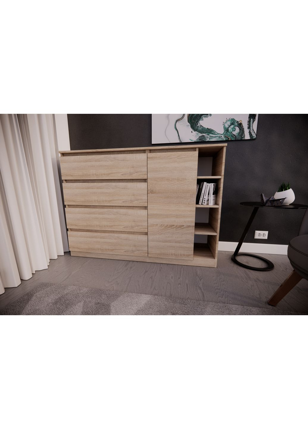 Комод на 4 ящика с боковыми полками MEBEX (356509084)