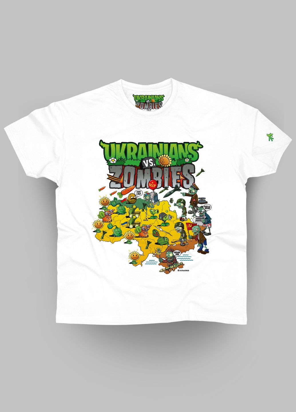Белая футболка. Авторский принт. Украинцы против Зомби (по мотивам Plants VS Zombies) от Art Forest (292313264)