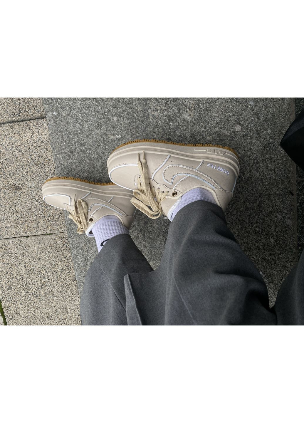 Бежеві Осінні кросівки чоловічі nike air force 1 low gore-tex beige найк аір форс 1 преміум No Brand
