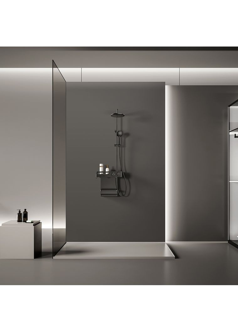 Душова система графітова зовнішнього монтажу для душу з полицею Nett SGr-33 (352730034)