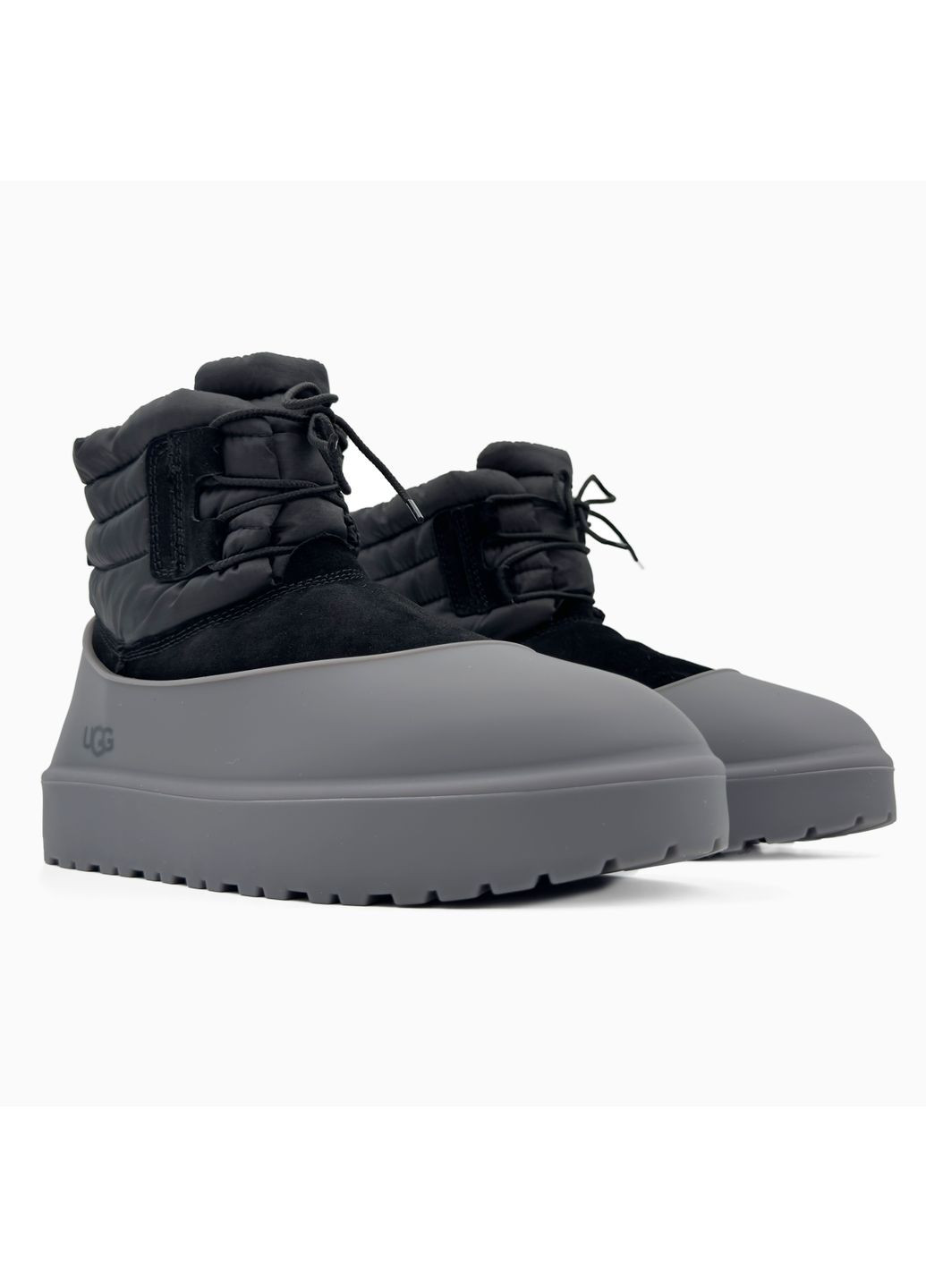 Чорні Осінні кросівки чоловічі та жіночі UGG Classic Mini Lace-Up Black | Угі Класік Міні