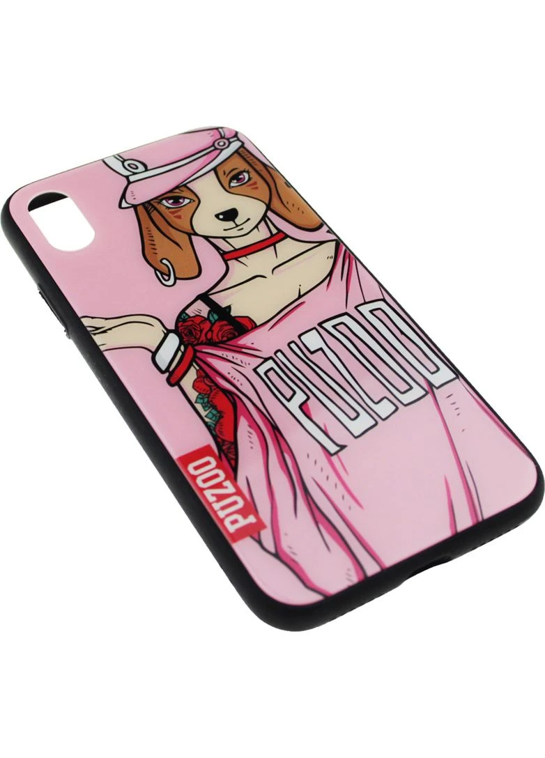 Чехол-накладка Glass Printing with TPU Yuppie iPhone X Annie Pink PUZOO (301509277)