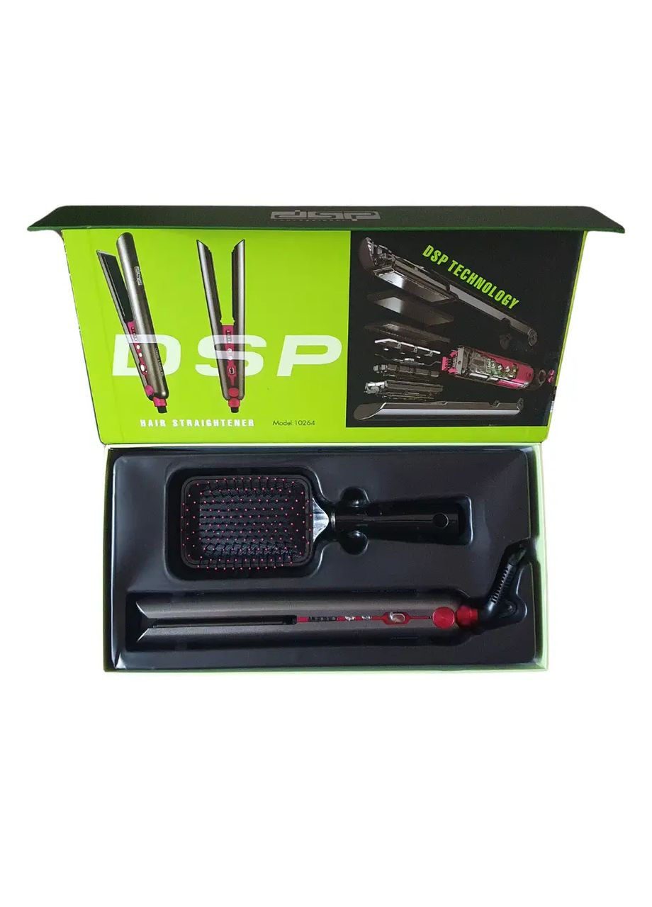 Комплект для стайлинга волос 10264 утюжок и массажная щетка Серебристый DSP (362215593)