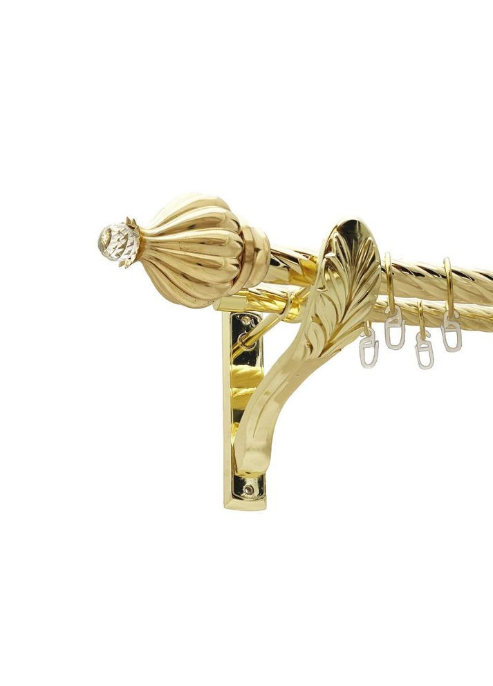 Карниз Таджа-Кристал металевий дворядний ретро скручена труба Золото 25\19 мм 200 см (00-00021764) ORVIT (300693345)