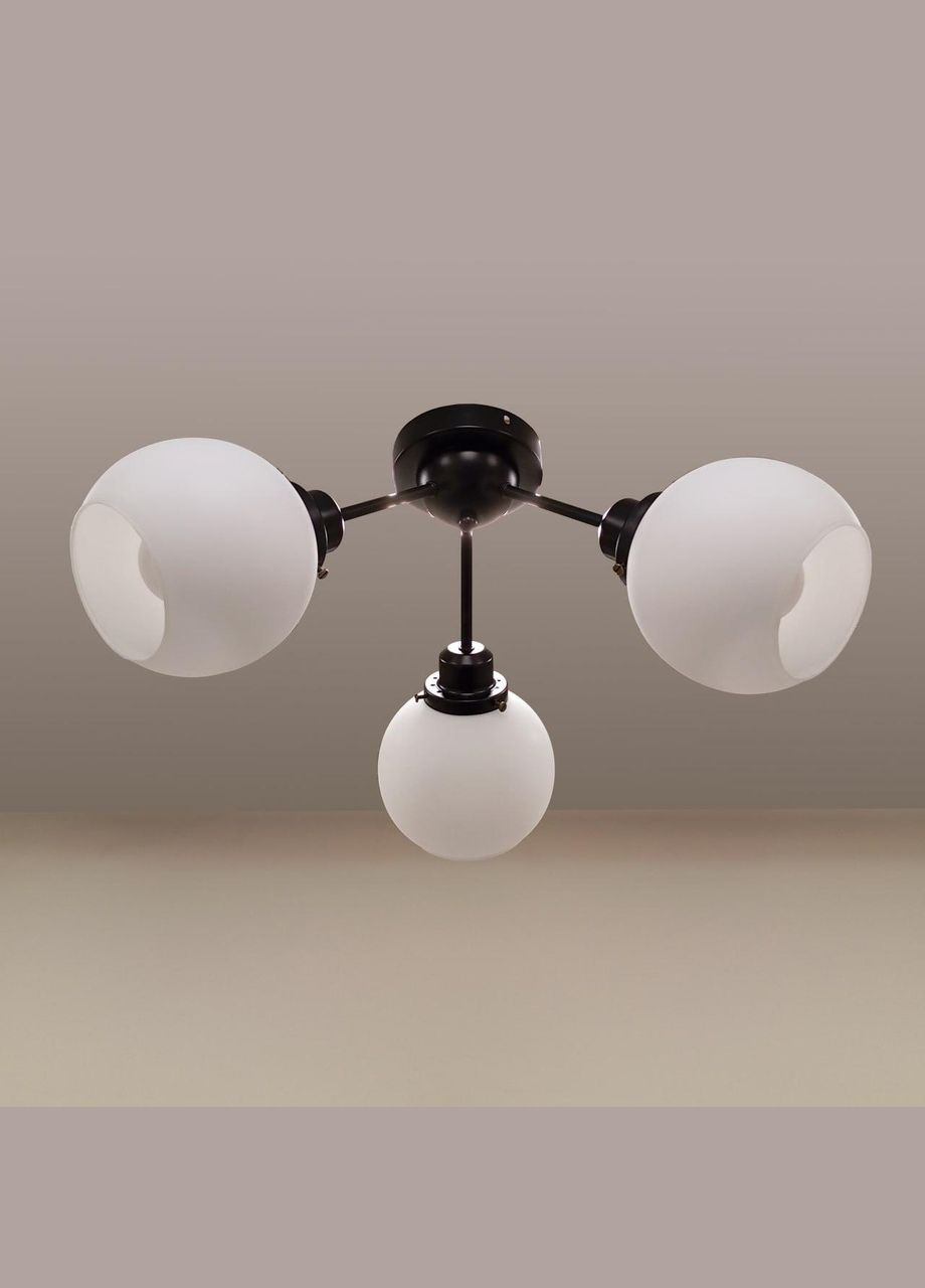 Черная потолочная люстра с белыми шарами на 3 лампы Triple Globe (61-X1005F-5 BK+WH (120)) No Brand (370072318)