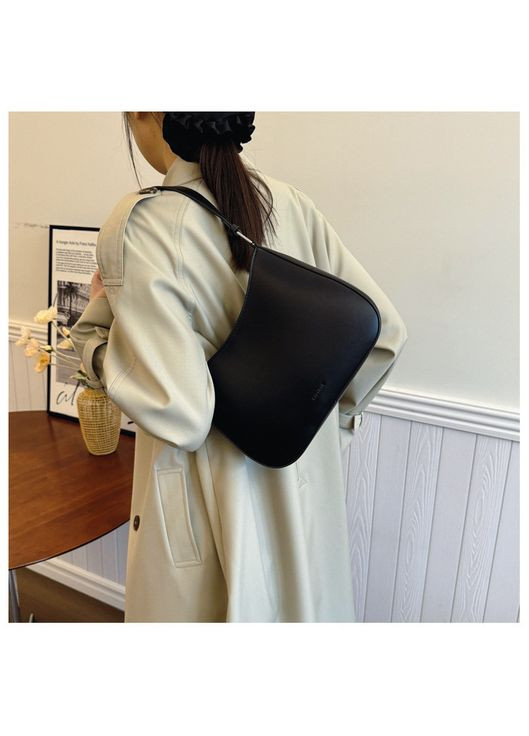 Жіноча класична сумка 3222 через плече клатч на короткій ручці багет чорна No Brand (313235570)