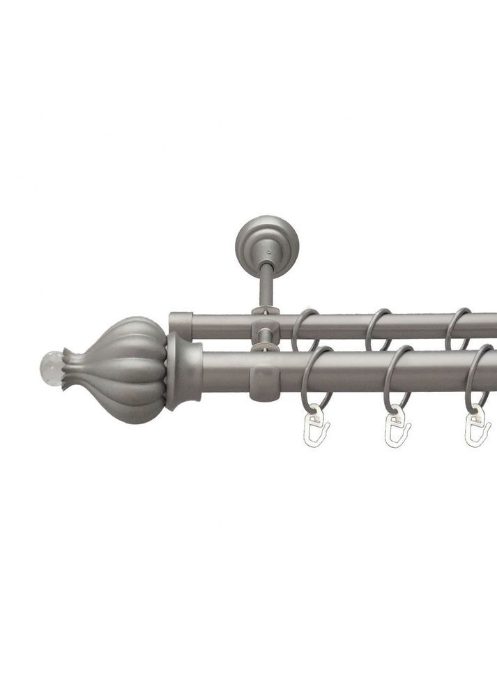 Карниз Таджа-Кристал металлический двухрядный открытый гладкая труба Сатин 25\16 мм 200 см (6353208) ORVIT (300795777)