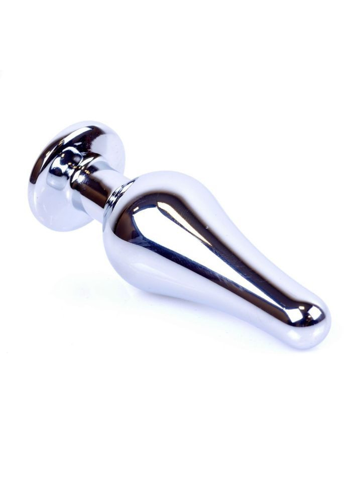 Анальная пробка с розовым кристаллом M "Jewellery silver butt plug pink" от Boss Series (363975924)