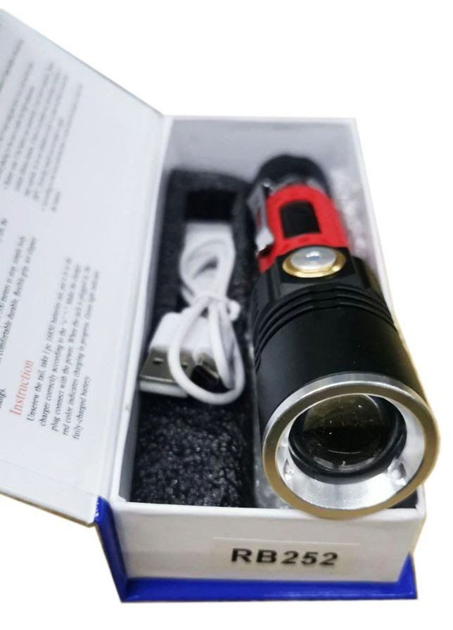 Ліхтар ручний акумуляторний RB-252 кишеньковий ліхтарик потужний із зумом P50 Micro-USB 18650 Zoom WD (297331063)