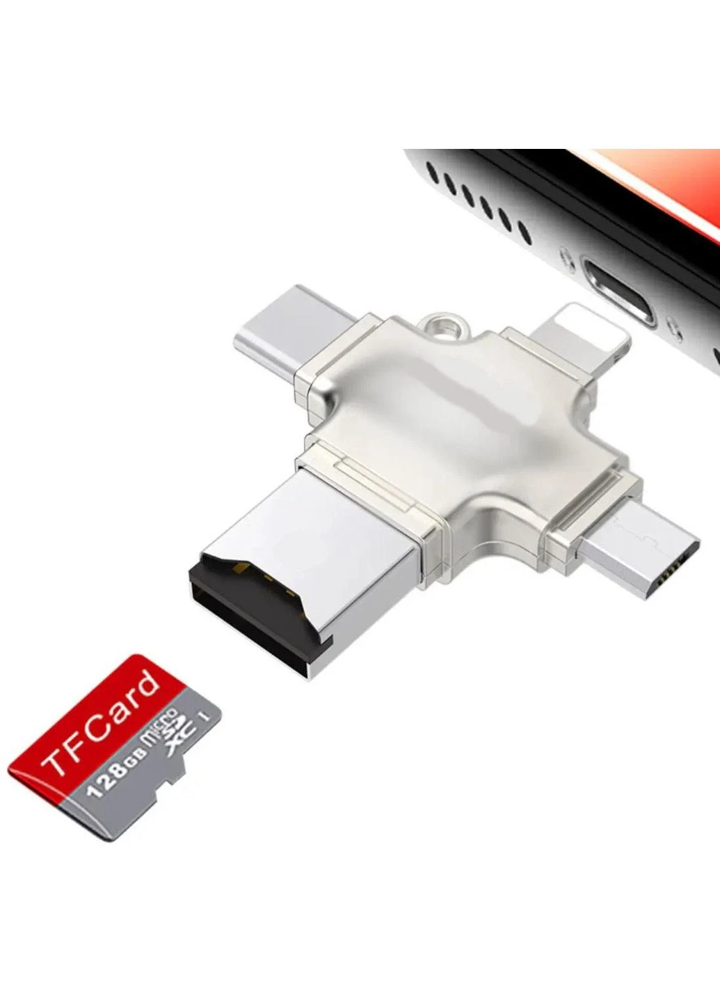 Адаптер R020 microSD для iPhone/iPad/Type-C/MicroUSB Primo (332994323)