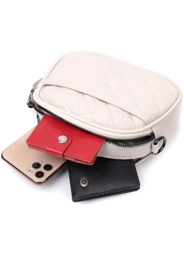 Сумка крос-боді через плече жіноча з натуральної шкіри Білий 37982 Vintage (355245303)