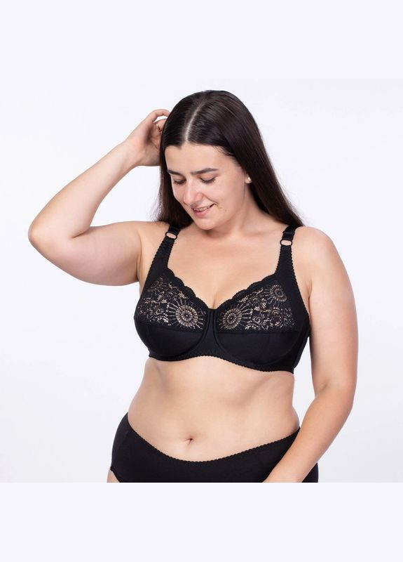 Чёрный бюстгальтер на косточках с мягкой чашкой и боковой поддержкой Elita с косточками