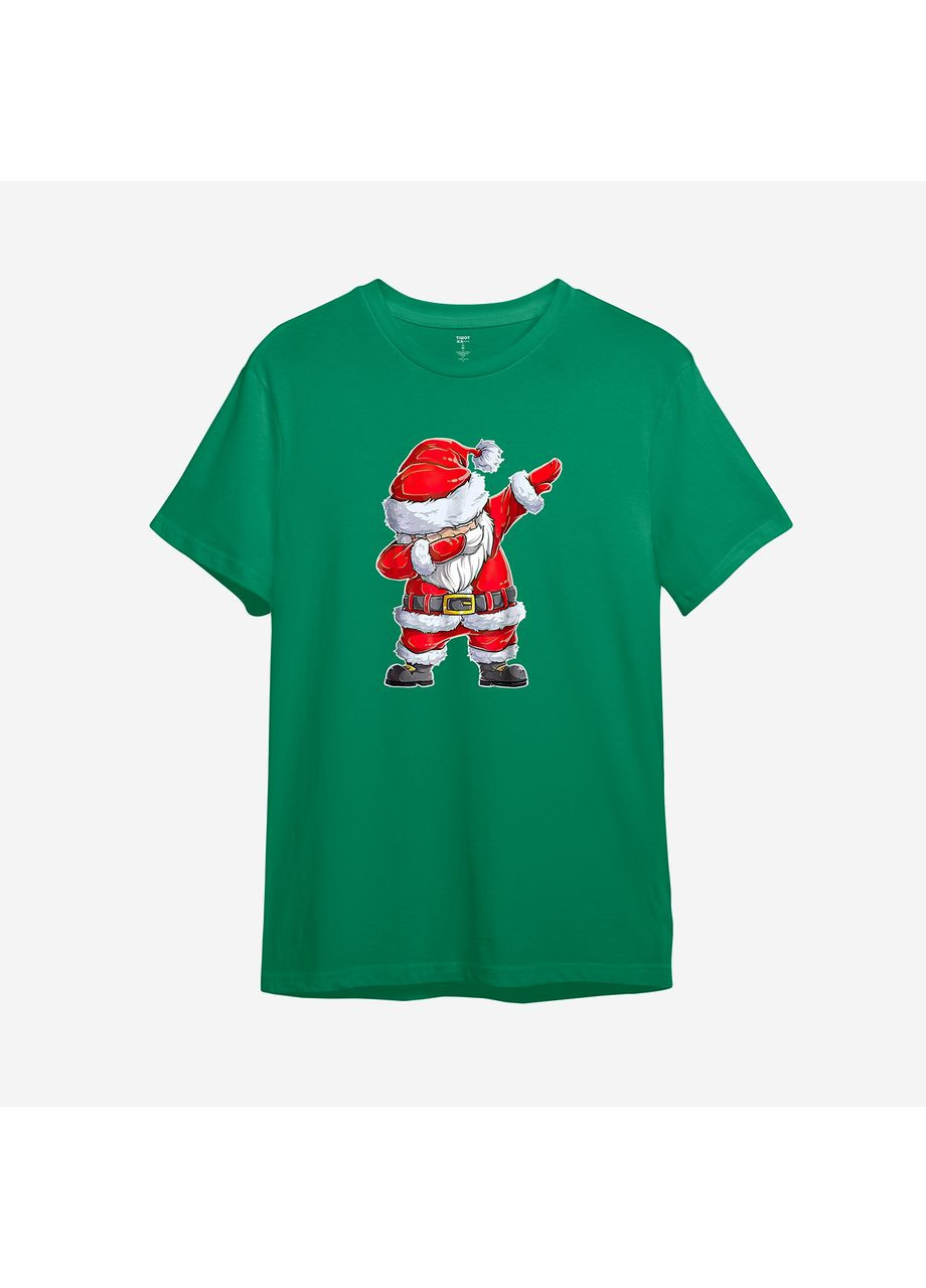 Зелена новорічна футболка з принтом "санта без гальм" (10313459803) з коротким рукавом ТiШОТКА