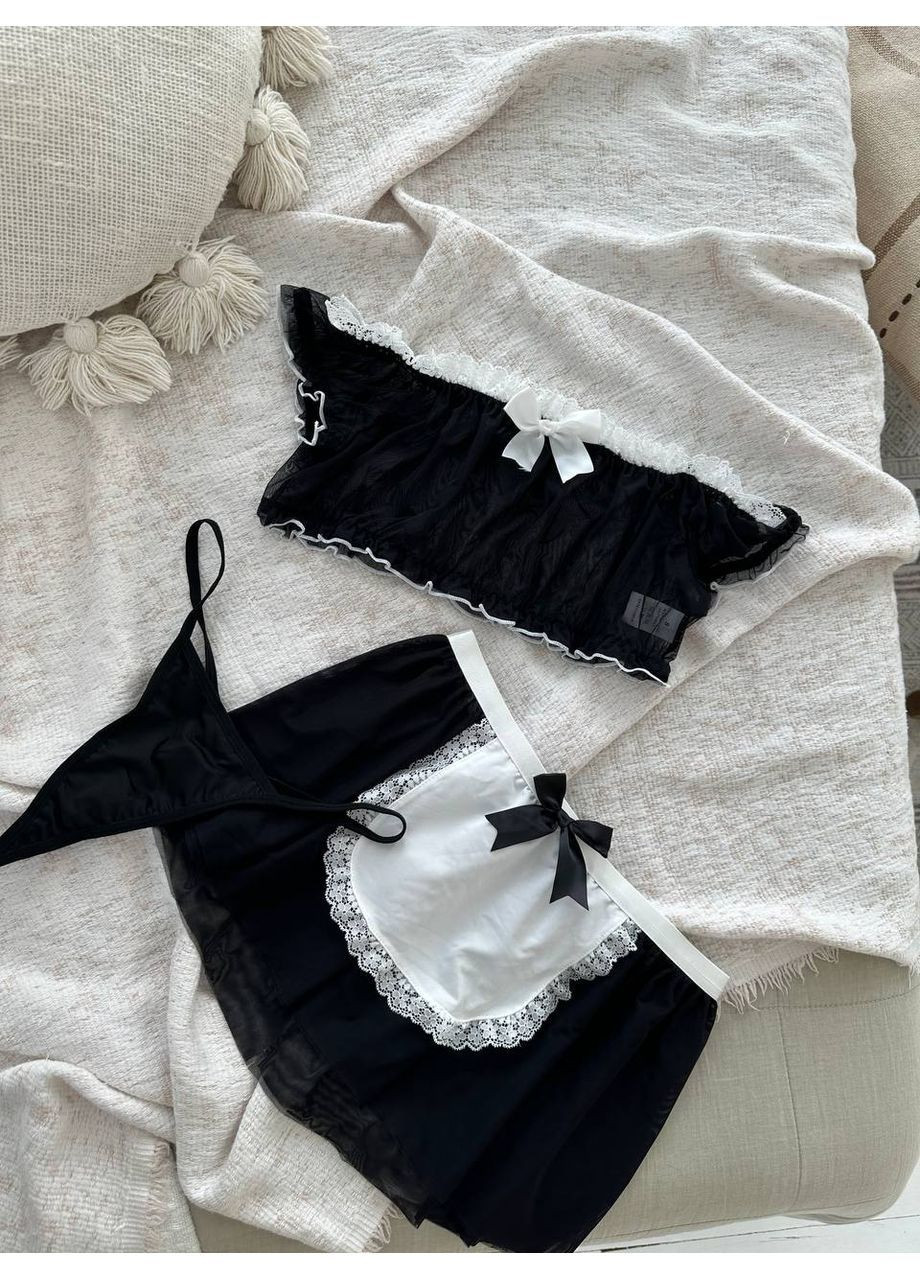 Чорний демісезонний жіночий рольовий костюм | чорна грайлива покоївка Vital-Textile 284/2