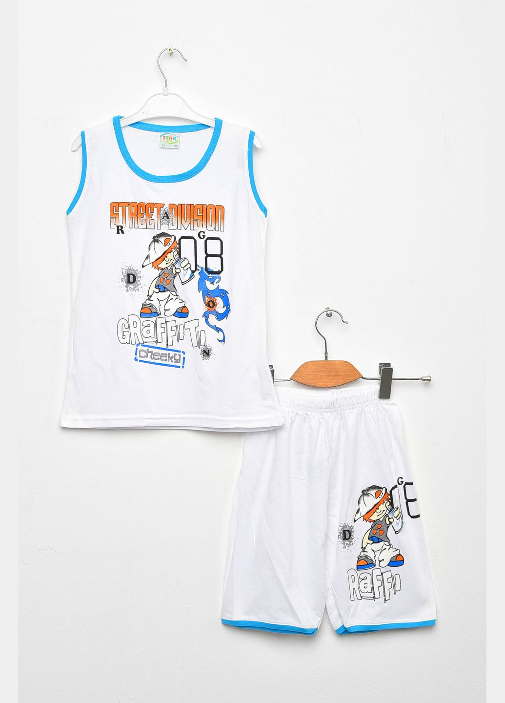 Белый летний костюм детский летний для мальчика белого цвета с шортами Let's Shop