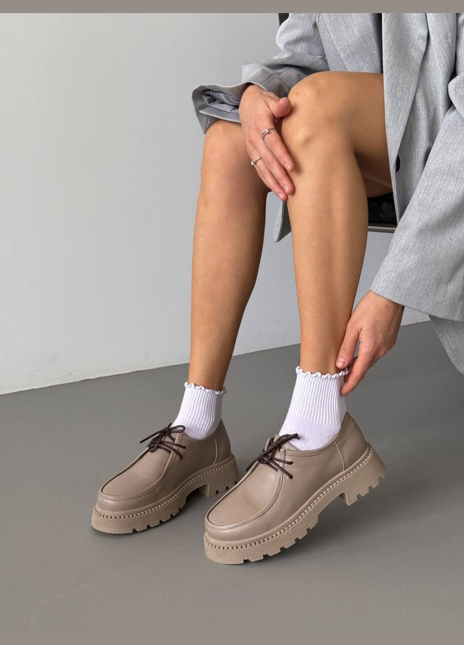 No Brand Стильні жіночі туфлі бежевий з натуральна шкіра, — демісезон (325216584)