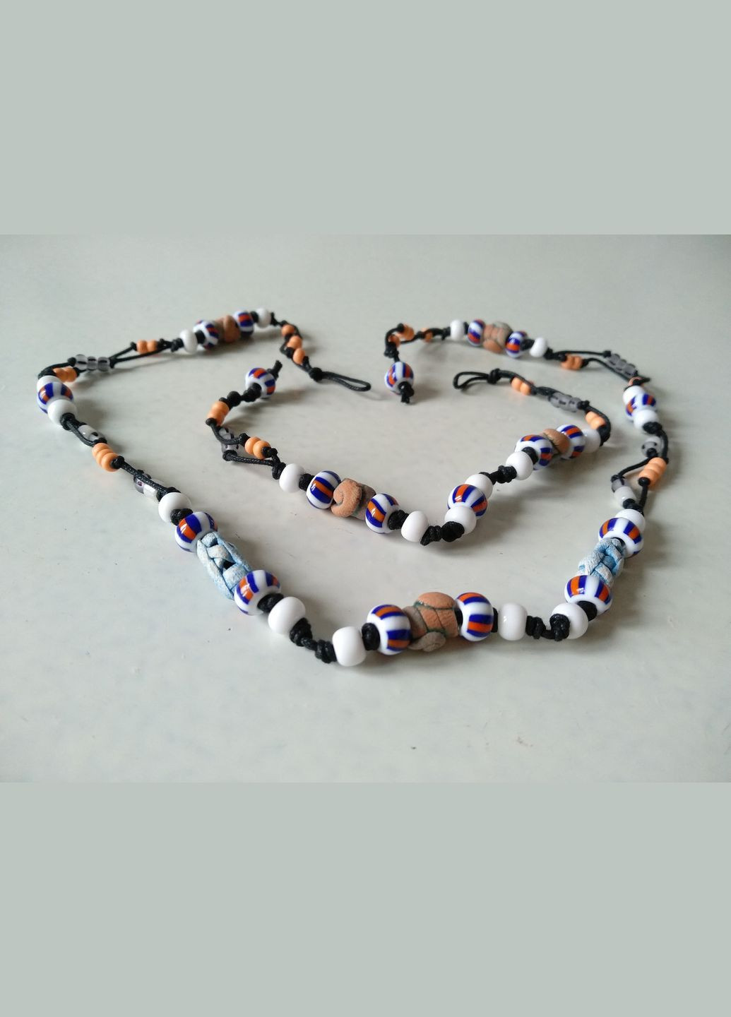 Комплект: керамічні браслет і намисто ручної роботи з чеським скляним бісером №4 Коти&Ангели (302316660)