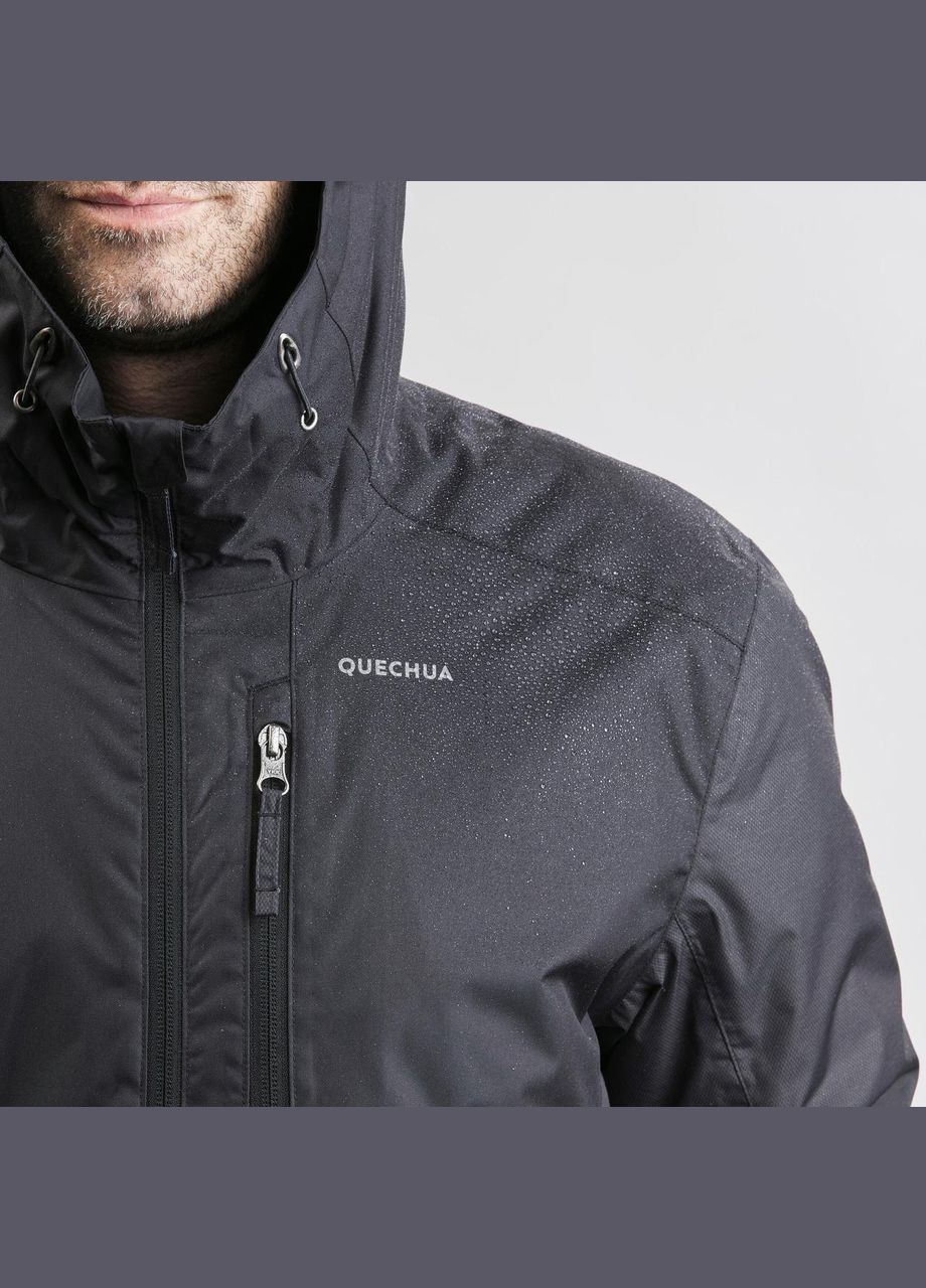 Черная демисезонная куртка мужская sh500 для зимнего туризма водонепроницаемая -10°c. Quechua