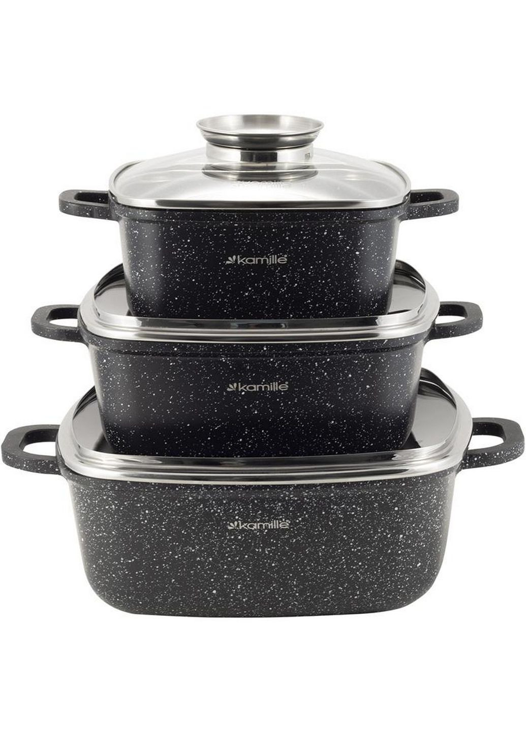 Набір 3 каструлі-казана Landes алюміній з індукційним дном та кришкою Kamille (288188372)