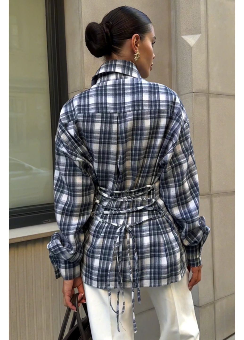 Стильна сорочка в клітинку кольору джинс Jadone Fashion (356174355)