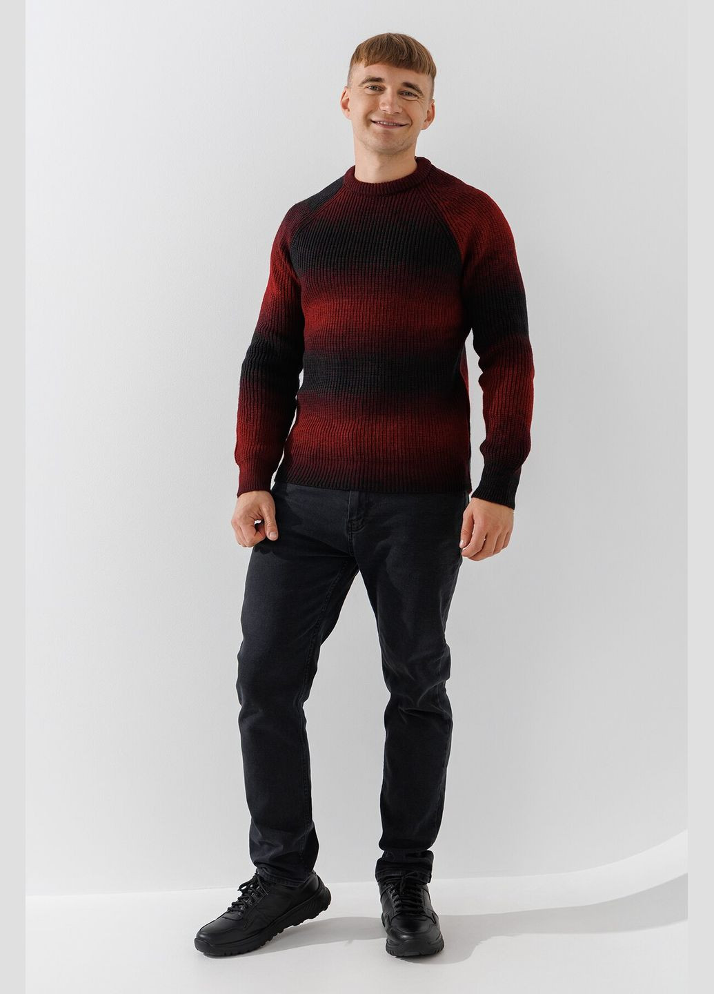 Бордовый демисезонный джемпер с узором мужской t7032 бордовый shop (2000990782199) Figo