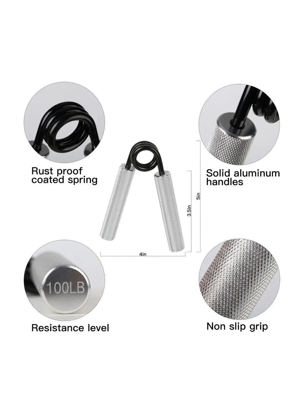 Кистьовий еспандер 200LB 90 кг металевий 4FIZJO для тренування хвату, зап’ясть та передпліччя No Brand (362682336)