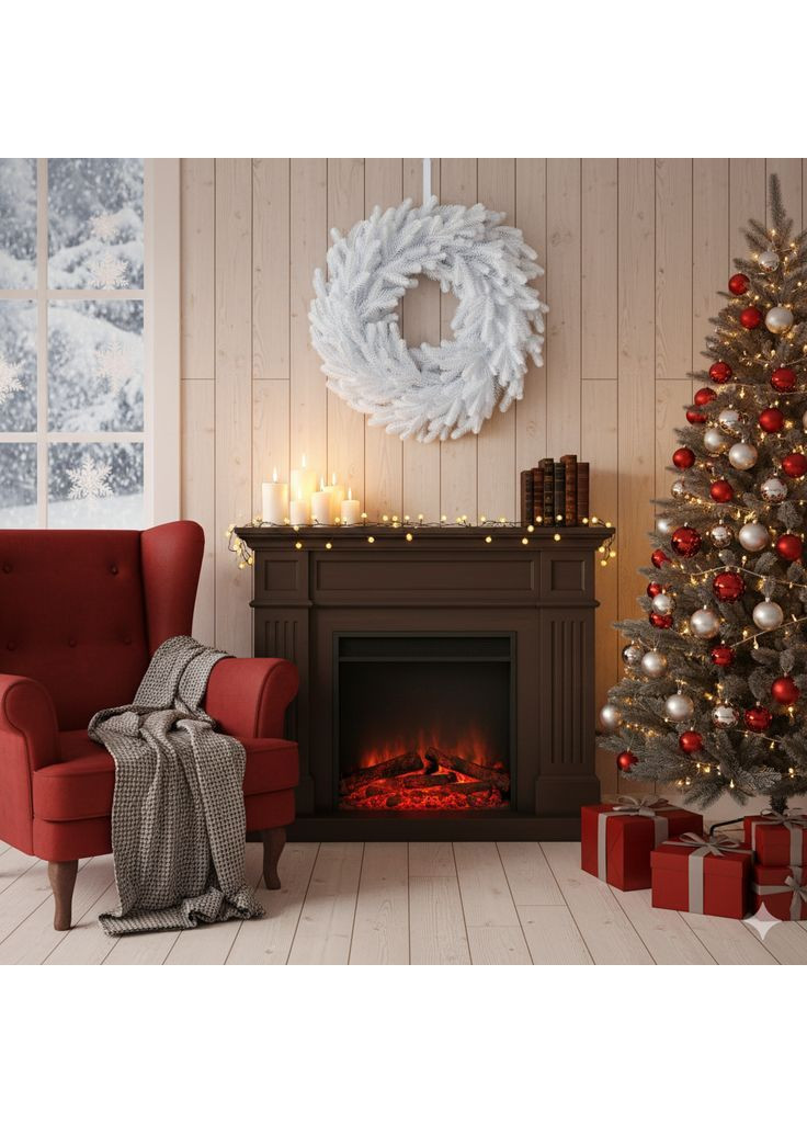 Вінок хвойний різдвяний Traditional литий d-60 см Білий No Brand (370161642)