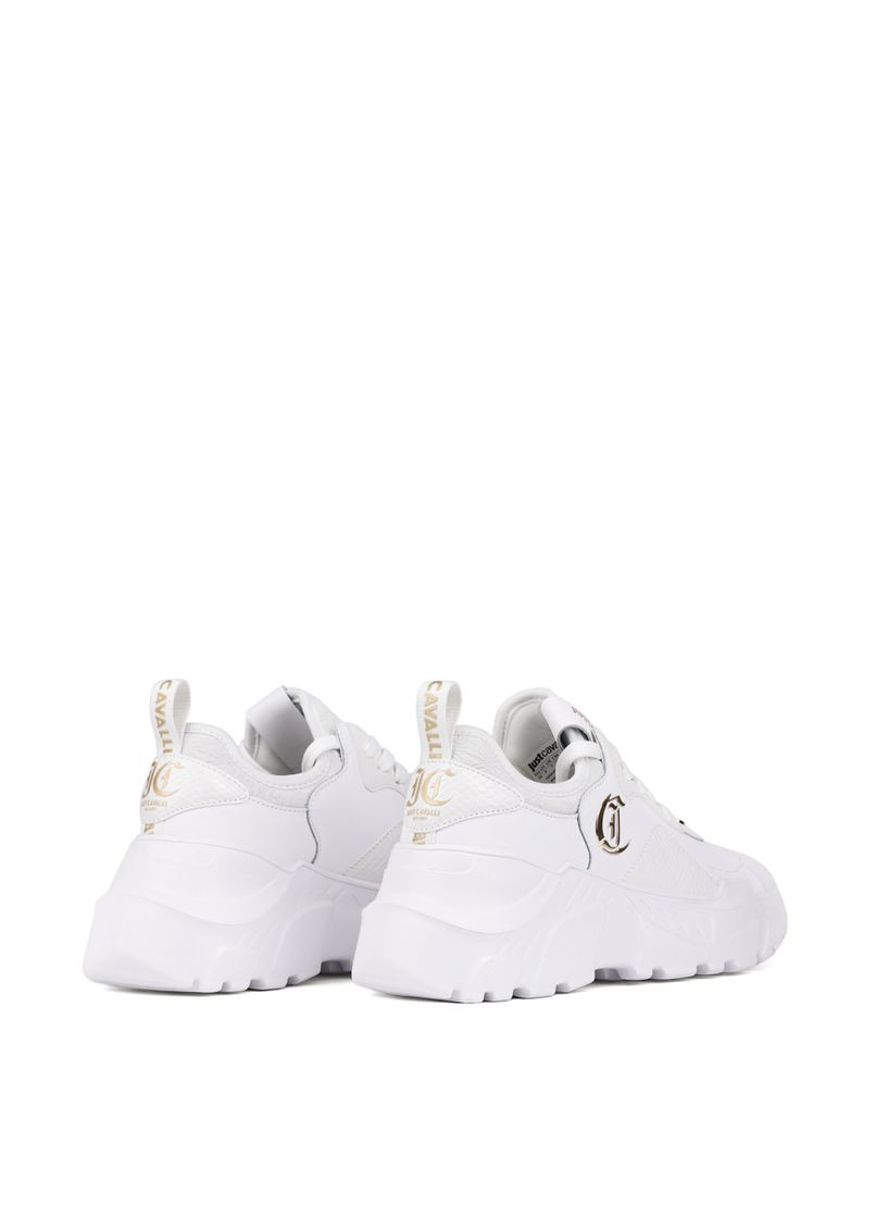 Белые всесезонные женские кроссовки 76ra3sl2 белый экокожа Just Cavalli