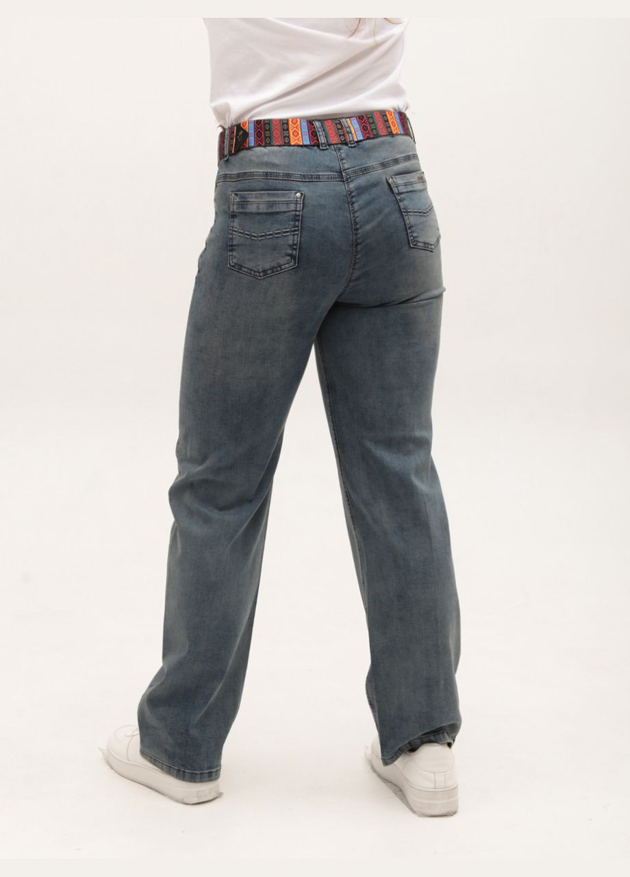 Джинси жіночі прямі синьо-зелені зі стрейчем Пряма Adorati - (328000572)