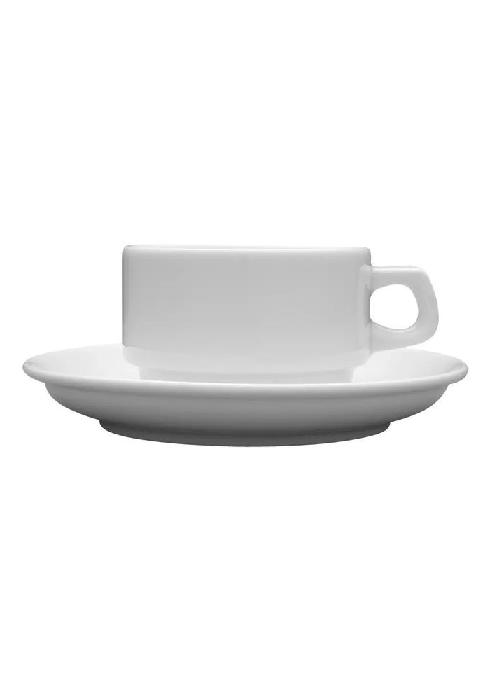 Порцелянова чашка з блюдцем для чаю біла Hel 90 мл L0680 Чашка з блюдцем для еспресо Lubiana (305073743)