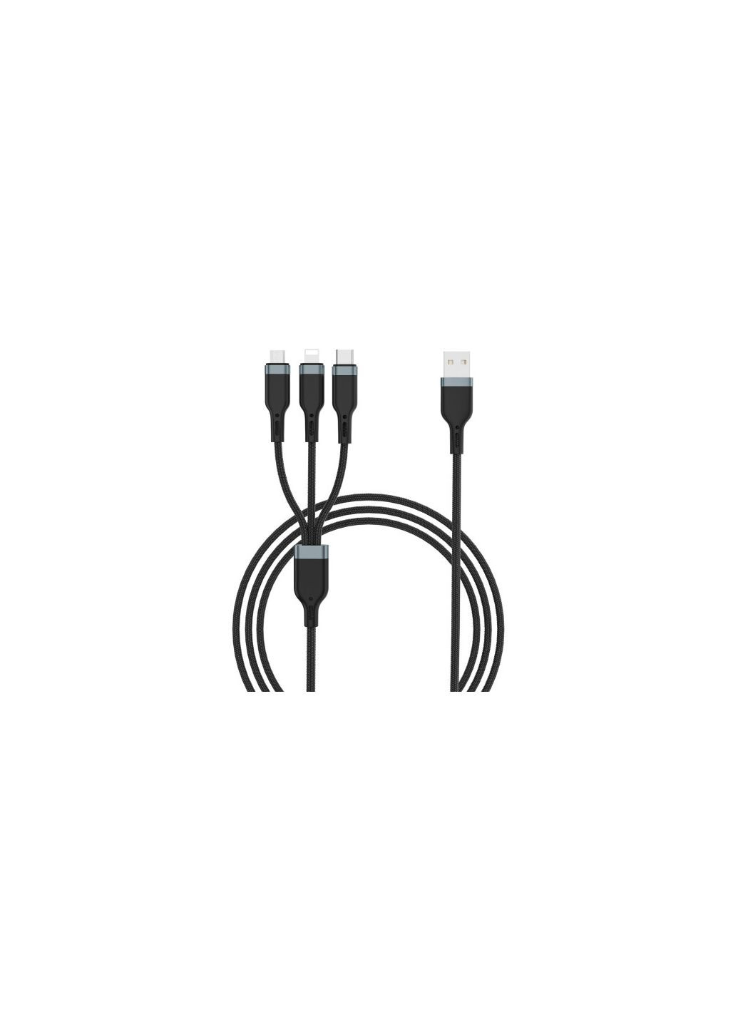 USB кабель Platinum PT05 3in1 cable (Lightning, Micro, TypeC) 1,2 Black WIWU (279826076)