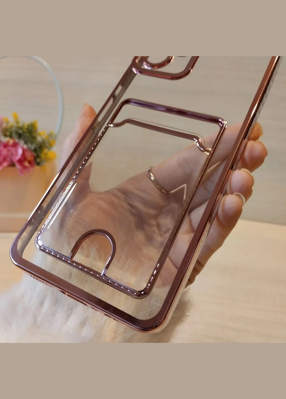 Чехол на A06 силиконовый с розовой рамкой и карманом под карты. Samsung (315632177)