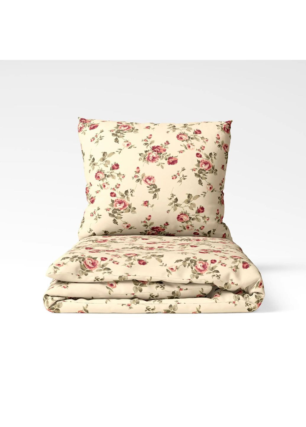 Євро комплект постільної білизни Ранфорс з наволочками 50*70 см, 115 гр/м2 Gorgeous Flowers Бежевий (18090200215) ТЕП (366091886)