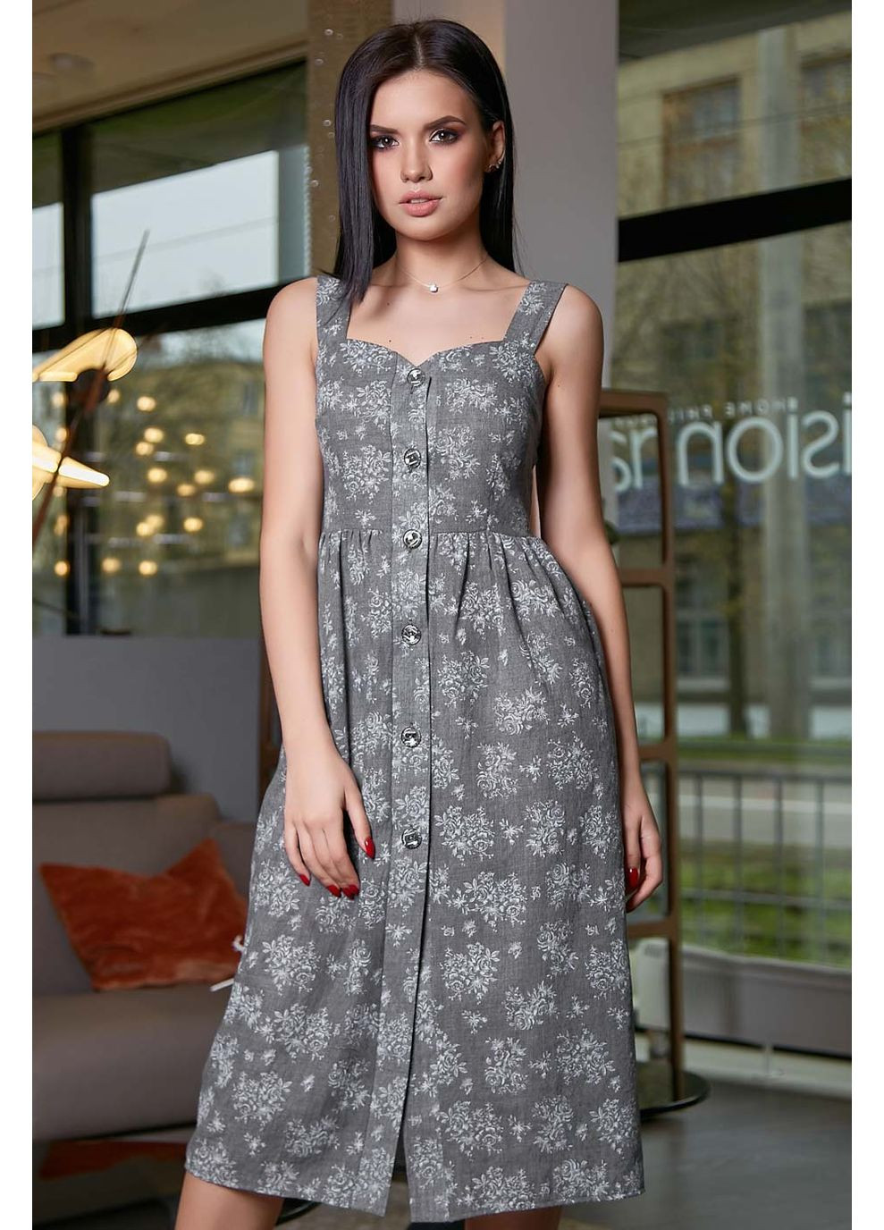 Серое платье-сарафан 1132.3442 Seventeen