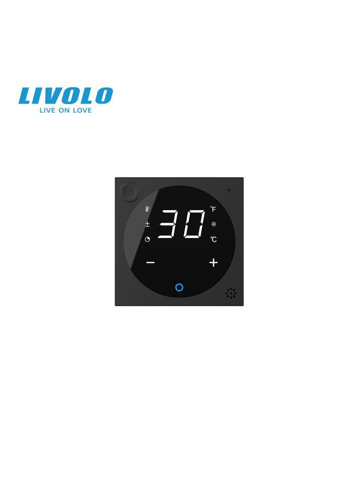 Розумний Wi-Fi терморегулятор (термостат) сенсорний програмований для водяної теплої підлоги, чорний, модуль без рамки Livolo (371777176)
