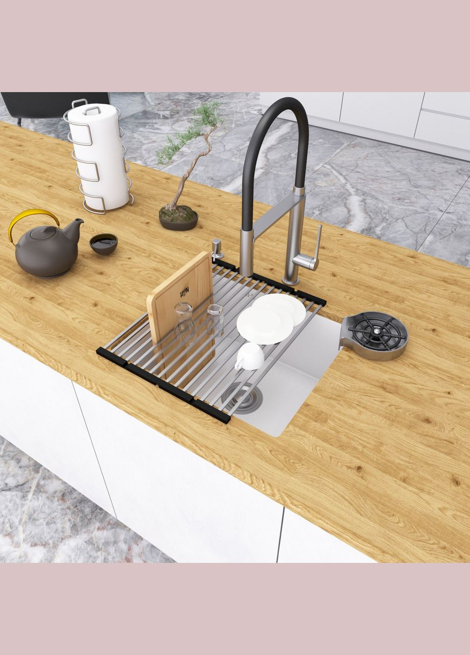 Біла кухонна мийка під стільницю 1.5 мм з нержавіючої сталі NW-5045 Nett (336938115)