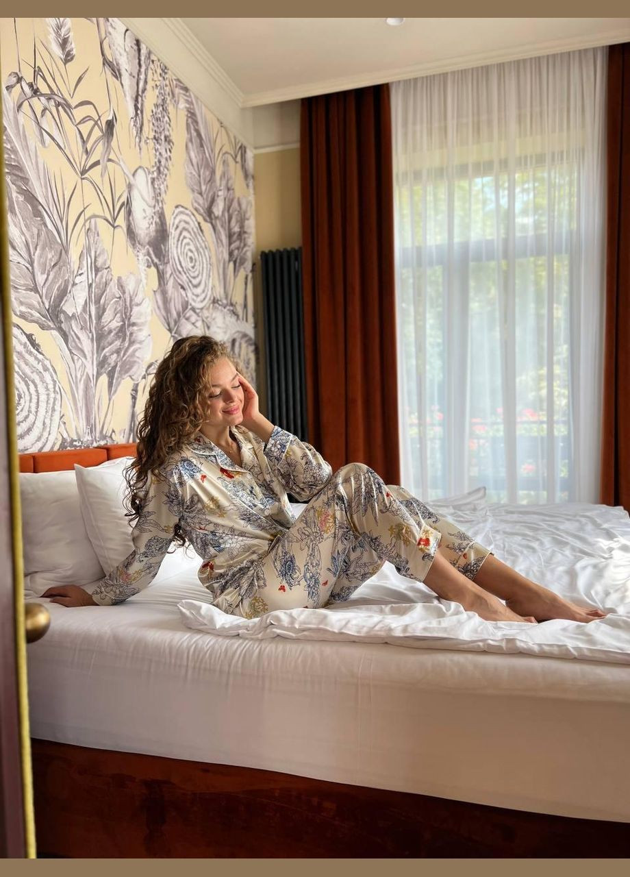 Комбинированная всесезон женская пижама 2477 (молочная) No Brand