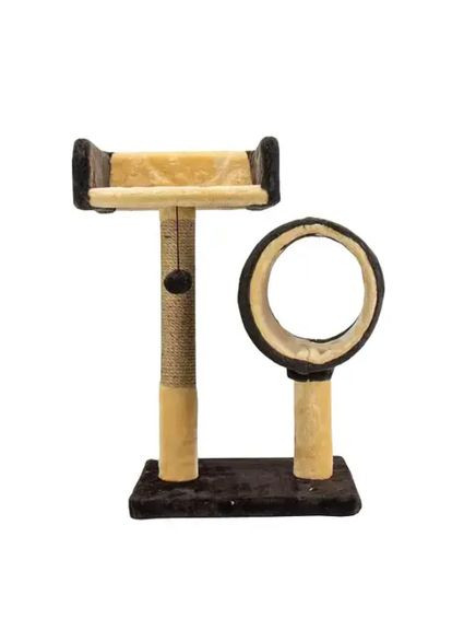 Когтеточка + диван з тунелем, розмір 56*38*38 см (шоколад з бежевим) No Brand (368710512)