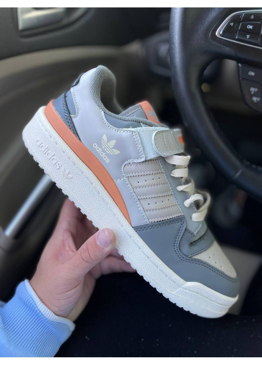 Серые демисезонные кроссовки мужские adidas forum grey orange адидас форум No Brand