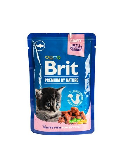 Вологий корм Cat pouch для кошенят, біла риба, 100 г Brit Premium (336327442)