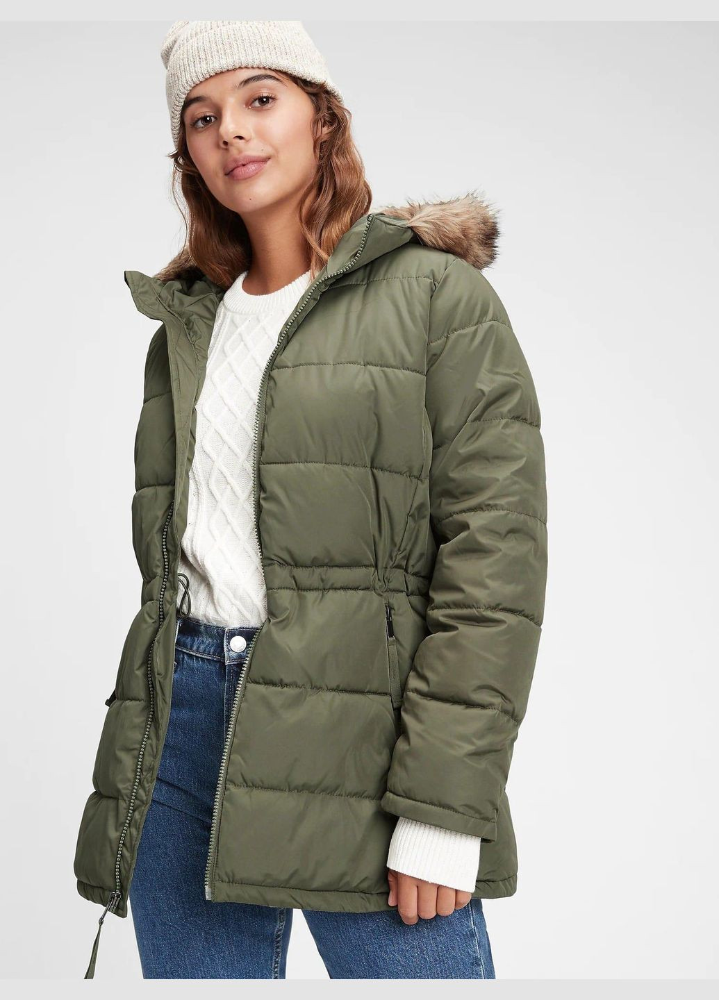 Оливковая демисезонная куртка демисезонная - женская куртка ga0843w Gap