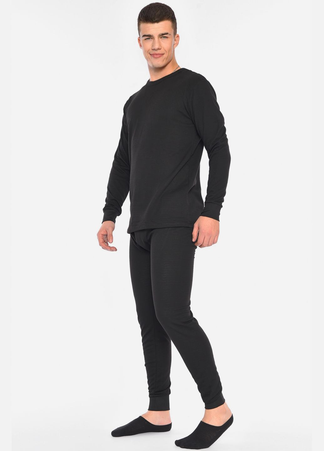 Термобелье мужское с начесом черного цвета Let's Shop (307791417)