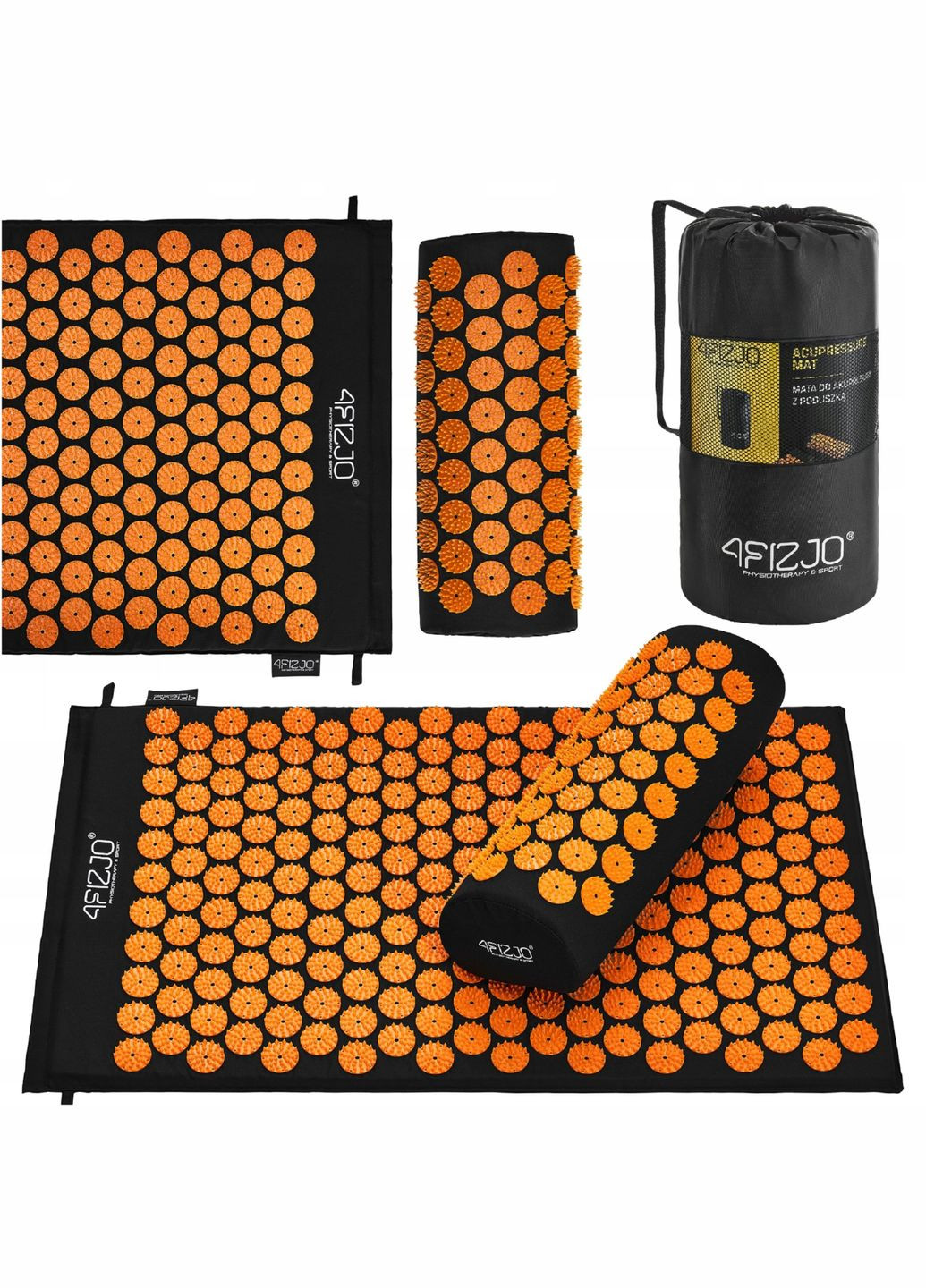 Коврик акупунктурный с валиком Classic Mat Аппликатор Кузнецова Black/Orange (P-5907222931752) 4FIZJO (303723220)